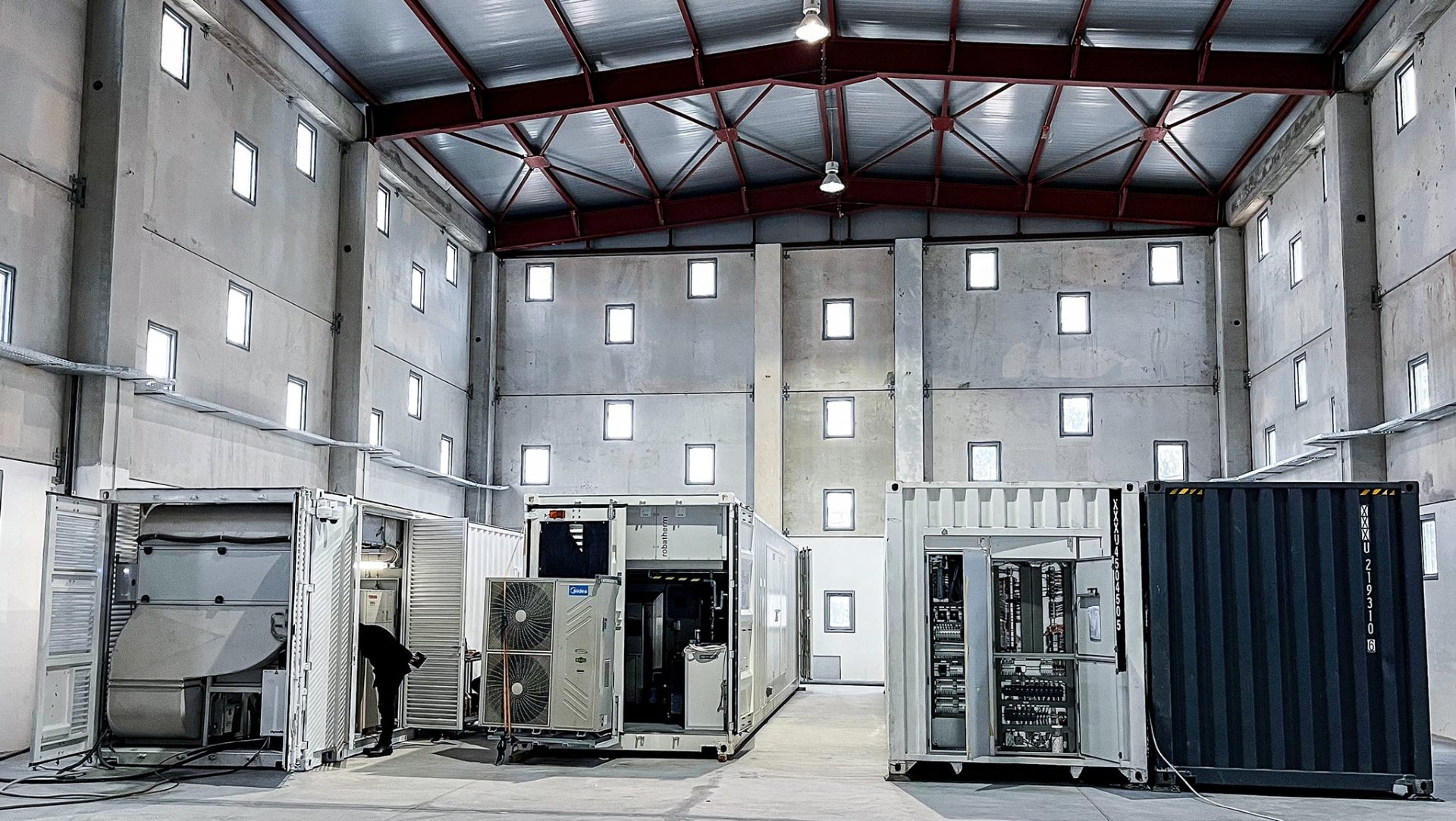 Interior view of decentralized processing facility with modular units